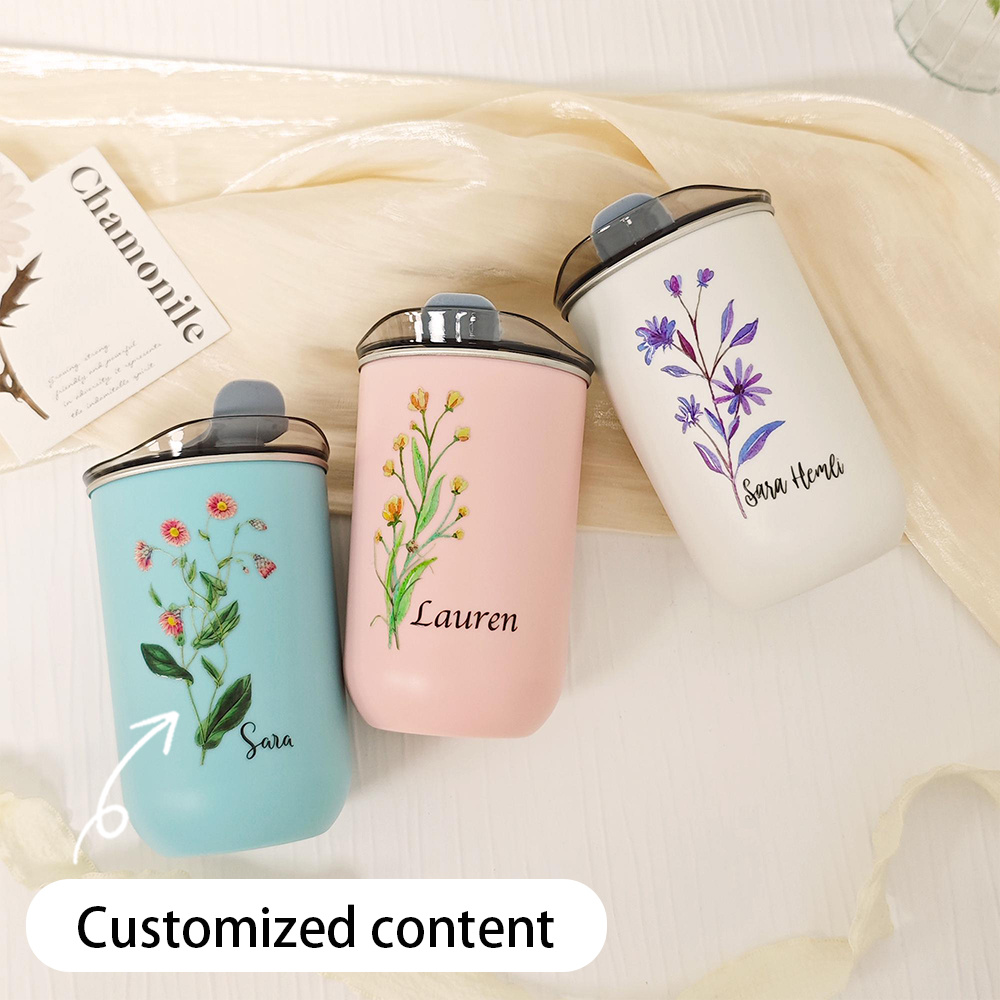 Coffee Equipment Names - Custom Birth Flower Stainless Steel Tumbler
