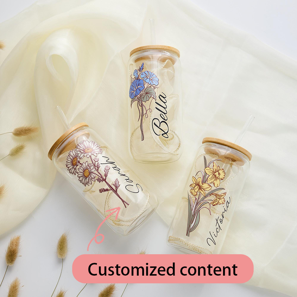 Custom Birth Flower Glass Can  - Coffee Equipment Names 评论和价格