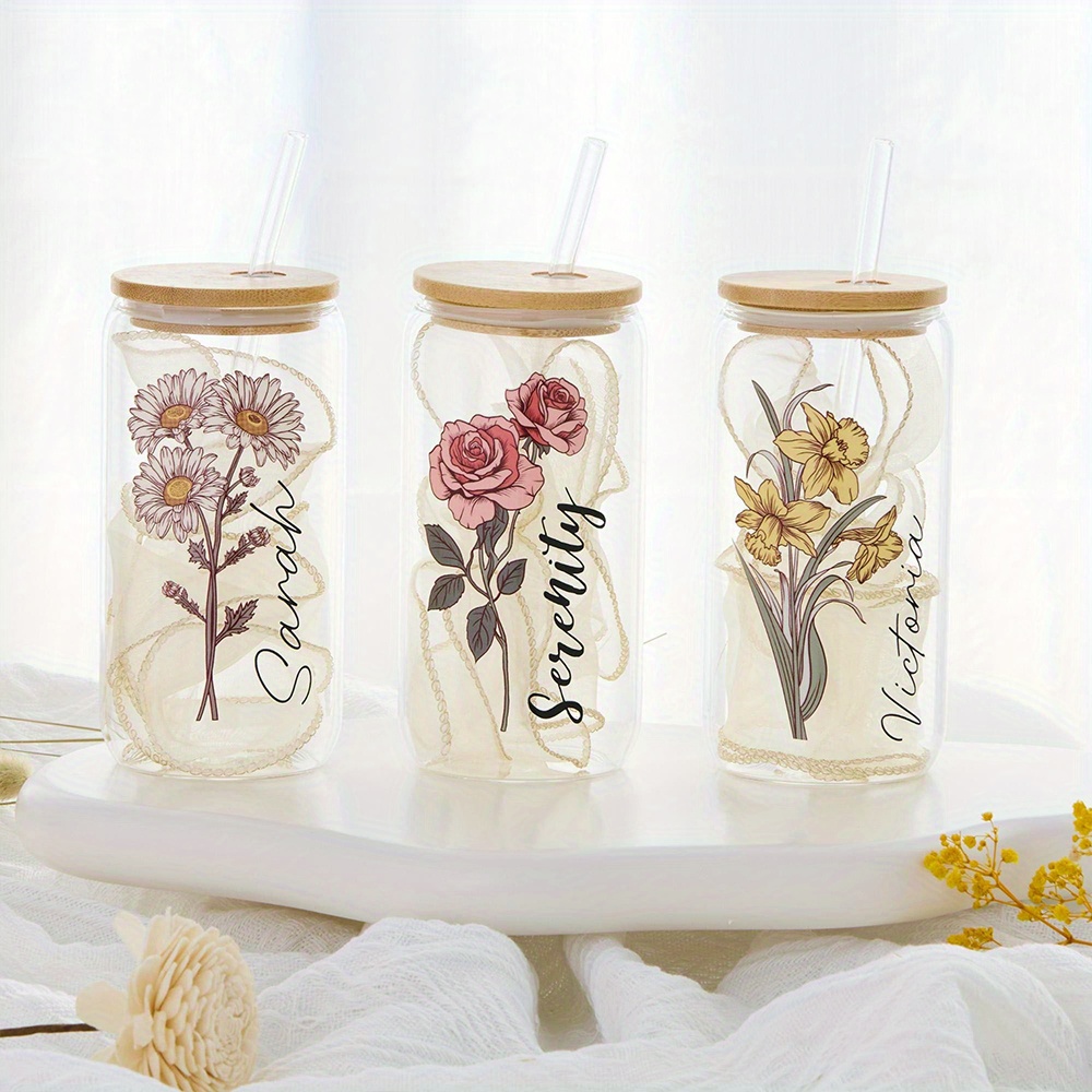 Custom Birth Flower Glass Can  - Coffee Equipment Names 评论和价格